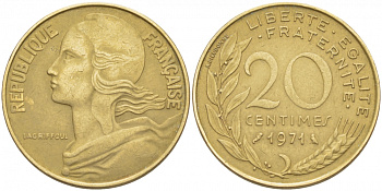 ФРАНЦИЯ 20 САНТИМОВ 1971 KM 930 медь алюминий никель 4402-953
