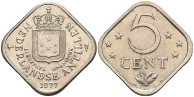 Нидерландские Антилы 5 центов 1977 Юлиана (1948-1980) KM 13 медно-никель 4177-357