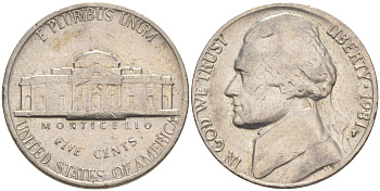 США 5 ЦЕНТОВ 1981 P, ДЖЕФФЕРСОН KM A192 медно-никель 4114-1023