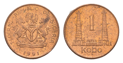 Нигерия 1 кобо 1991 KM 8.2a сталь плакированная медью aUNC 4643-656