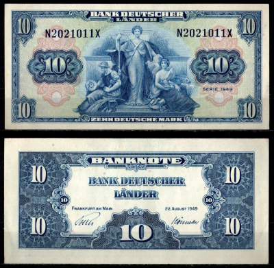 ФРГ 10 марок 1949 Pick 16 a бумага 451-1370-2
