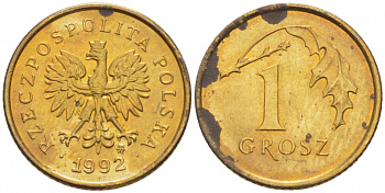 ПОЛЬША 1 ГРОШ 1992 MW KM 276 латунь 112-1144