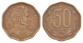 Чили 50 песо 1981 KM 219 алюминиевая бронза 4637-443