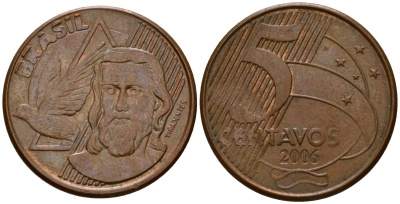 Бразилия 5 сентаво 2006 KM 648 сталь плакированная медью 219-627