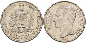 Венесуэла 1 боливар 1967 Симон Боливар KM 42 никель 68-717