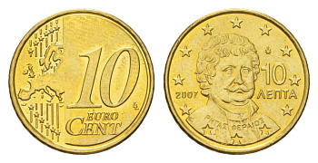 Греция 10 евроцентов 2007 KM 211 нордик UNC 4627-1142