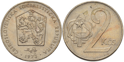 Чехословакия 2 кроны 1973 KM 75 медно-никель 4398-225
