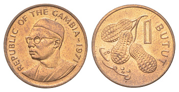 Гамбия 1 бутут 1971 KM 8 бронза UNC 4623-1262