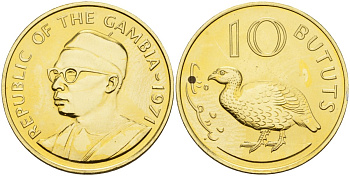 Гамбия 10 бутутов 1971 KM 10 никель латунь PROOF 3711-442