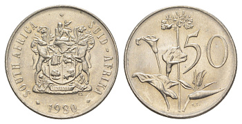 ЮАР 50 центов 1980 Зантедеския Эллиота (калла), герб KM 87 никель UNC 4597-242