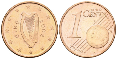 Ирландия 1 евроцент 2002 KM 32 сталь плакированная медью 4147-666