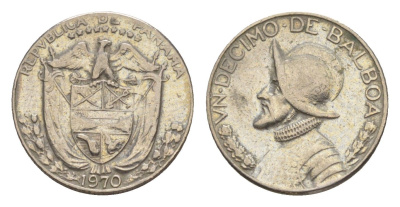 Панама 1/10 бальбоа (10 сентесимо) 1970 KM 10 медь плакированная медно-никелем 4644-135