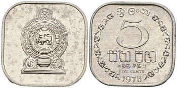 Шри-Ланка 5 центов 1978 KM 139a алюминий 4136-547
