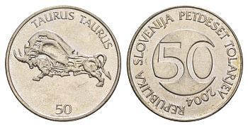 Словения 50 толаров 2004 KM 52 медно-никель 4523-336