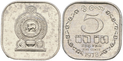 Шри-Ланка 5 центов 1978 KM 139a алюминий 4136-547