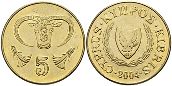 Кипр 5 центов 2004 KM 55.3 никель латунь 4141-1115