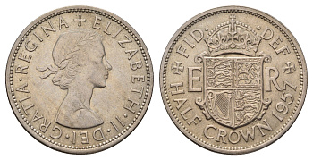 Великобритания 1/2 кроны 1957 Елизавета II (1952-2022) KM 907, Spink 4145 медно-никель aUNC 3996-245