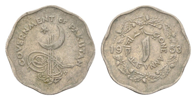 Пакистан 1 анна 1953 KM 14 медно-никель 4659-1233