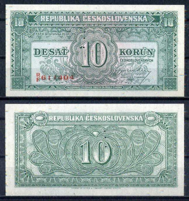 Чехословакия 10 крон ND (1945) перфорация. Образец, SPECIMEN. Pick 60 a бумага UNC (пресс) 2119-15-2-1