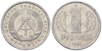 ГДР 1 пфенниг 1981 А KM 8.2 алюминий 4623-422