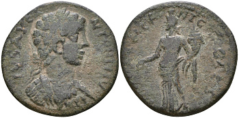 Римская Империя, Провинция Галатия, Писидия, Антиохия AE 198 - 217 Каракалла, ANTONINVS PIVS AVG, бюст императора / ANTIOCH GENI COL CA, Гений города с рогом изобилия и патерой ( Rare ) SNG Paris 1178 corr. (as Elagabalus) бронза 1100-7-15