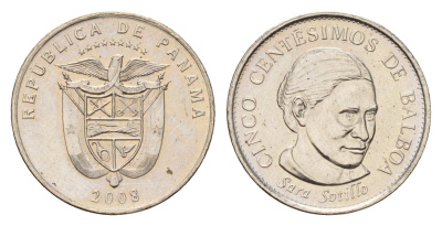 Панама 5 сентесимо 2008 KM 133 медно-никель UNC 4614-465