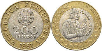 Португалия 200 эскудо 1991 Гарсия Де Орта (1501-1568) KM 655 биметалл 109-1045
