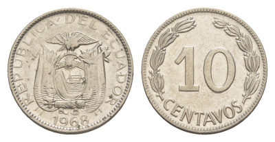 Эквадор 10 сентаво 1968 KM 76c сталь плакированная никелем 4640-1154