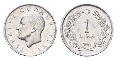 Турция 1 лира 1981 Мустафа Кемаль Ататюрк, год-тип KM 943 алюминий UNC 4674-217