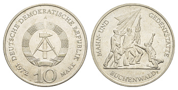 ГДР 10 марок 1972 A, мемориал Бухенвальда KM 38, J. 1539 медно-никель    4634-211