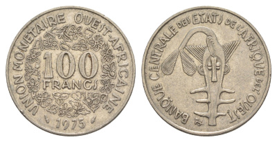 Западная Африка (BCEAO) 100 франков 1975 Центральный банк государств Западной Африки KM 4 никель 4642-324
