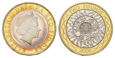 Великобритания 2 фунта 2006 Елизавета II (1952-2022), тираж 8.000 экземпляров KM 994a, Spink K9 серебро PROOF 1095-6-51