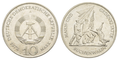 ГДР 10 марок 1972 A, мемориал Бухенвальда KM 38, J. 1539 медно-никель    4634-211