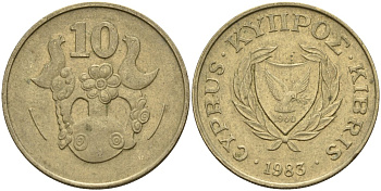 Кипр 10 центов 1983 KM 56.1 никель латунь 4141-1127