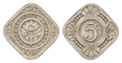 Нидерландские Антильские острова (Нидерландские Антилы) 5 центов 1965 Юлиана (1948-1980) KM 6 медно-никель 4669-1258