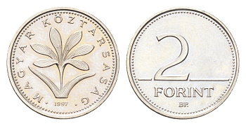 Венгрия 2 форинта 1997 KM 693 медно-никель UNC 4705-1157