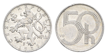 Чехия 50 геллеров 1999 KM 3 алюминий 4647-967