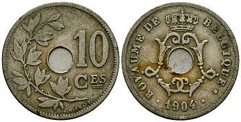 Бельгия 10 сантимов 1904 Belgique KM 52 медно-никель 4172-741