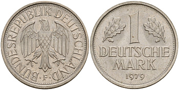 ФРГ 1 марка 1979 F KM 110, J. 385 медно-никель 4159-1144