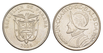 Панама 1/4 бальбоа (25 сентесимо) 2008 KM 128.1 медь плакированная медно-никелем UNC 4642-715