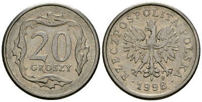 Польша 20 грошей 1998 MW KM 280, Parchimowicz 705f медно-никель 4136-817
