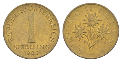 Австрия 1 шиллинг 1985 KM 2886 алюминиевая бронза UNC 4561-1144