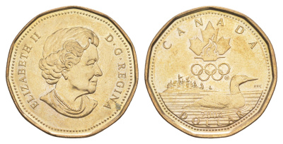 Канада 1 доллар 2004 XXVIII летние Олимпийские Игры, Афины 2004 KM 513 никель плакированная бронзой UNC 4652-1212