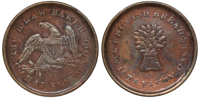 США, Нью-Йорк жетон 187" для покупки в пекарни Henry Law медь 1531-945