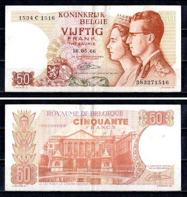 Бельгия 50 франков 1966 Pick 139 (4) бумага 6312-38-1-1