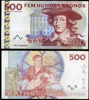 Швеция 500 крон 2007 Карл XI, Кристофер Польхаммар Pick 66 c  бумага 451-870-3