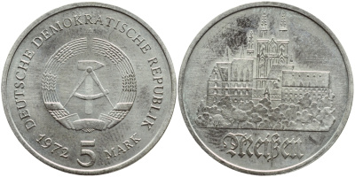 ГДР 5 марок 1972 А, Мейсенский собор KM 37, J. 1543 медно-никель aUNC 3999-315