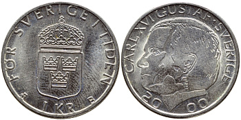 Швеция 1 крона 2000 Карл XVI Густав (1973- ) KM 852а медно-никель 4379-1334