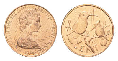 Британские Виргинские острова 1 цент 1974 KM 1 бронза BU 4668-725