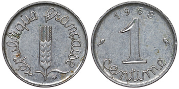 Франция 1 сантим 1968 пятая республика KM 928, Le Franc 106.15 нержавеющая сталь 4124-418